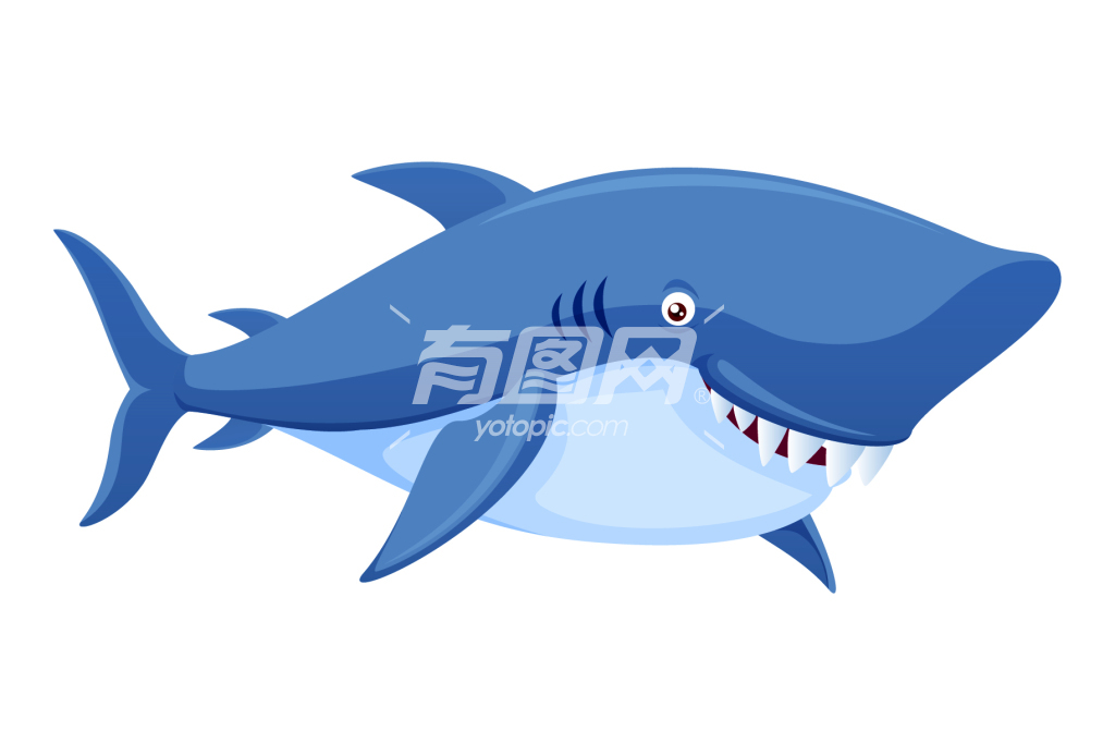 蓝色卡通矢量动物鲨鱼