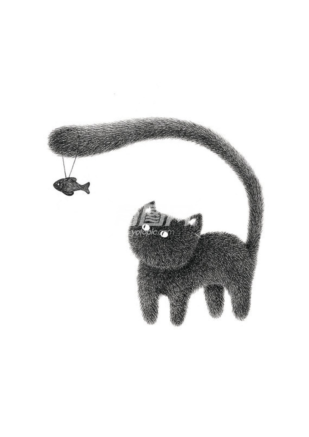 猫鱼趣味插画装饰图案创意设计元素