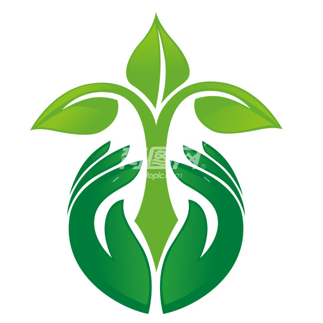 绿色环保手托树装饰图案图标设计元素素材