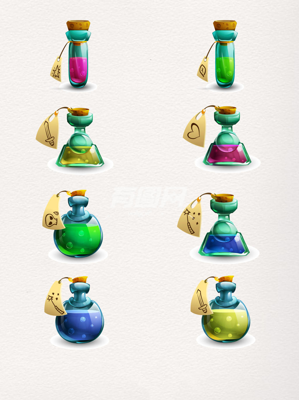 游戏能量药水瓶图标设计元素素材