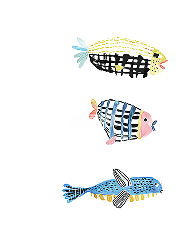二联彩色鱼儿装饰画2
