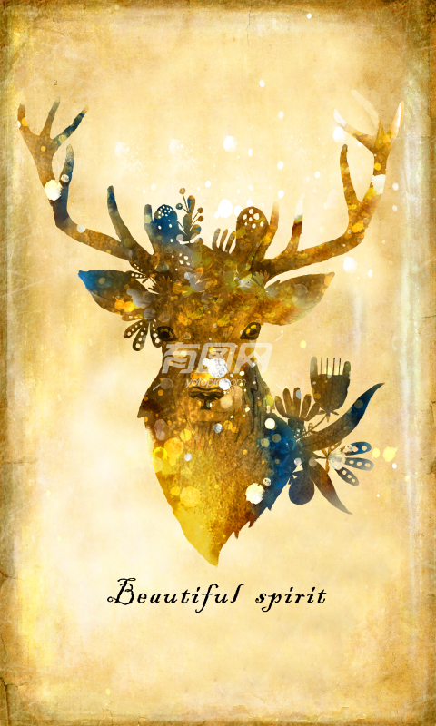二联金色麋鹿抽象装饰画1