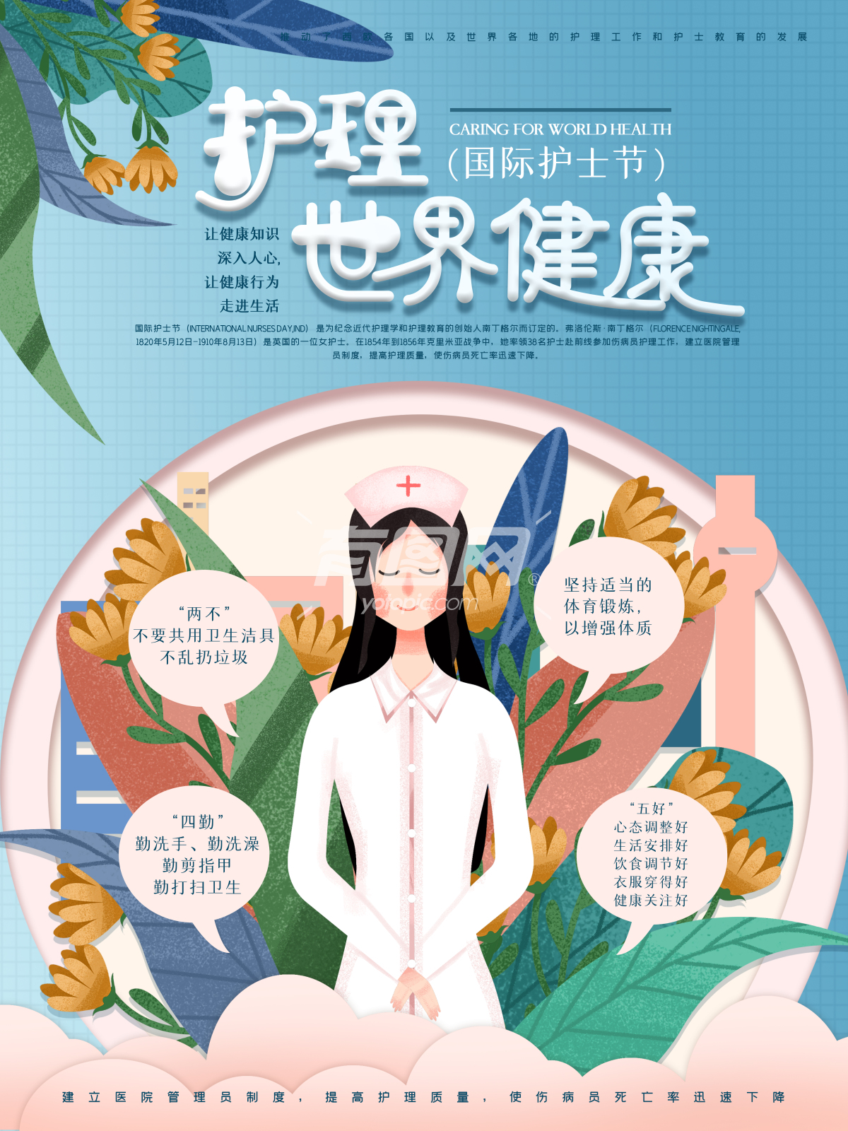 护士节“护理世界健康”主题海报