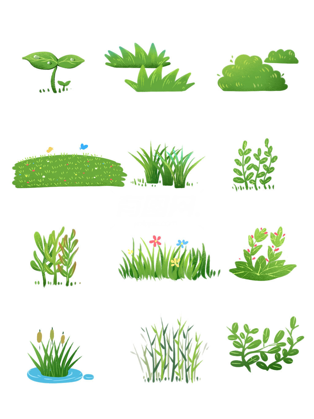 手绘矢量图绿色植物树小草设计图__卡通设计_广告设计_设计图库_昵图网nipic.com