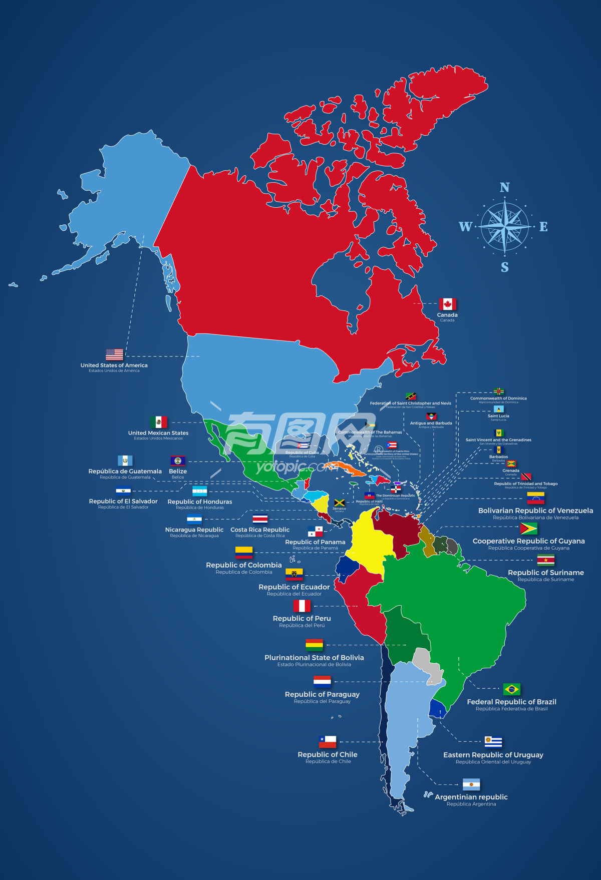 矢量南美洲各个国家地图