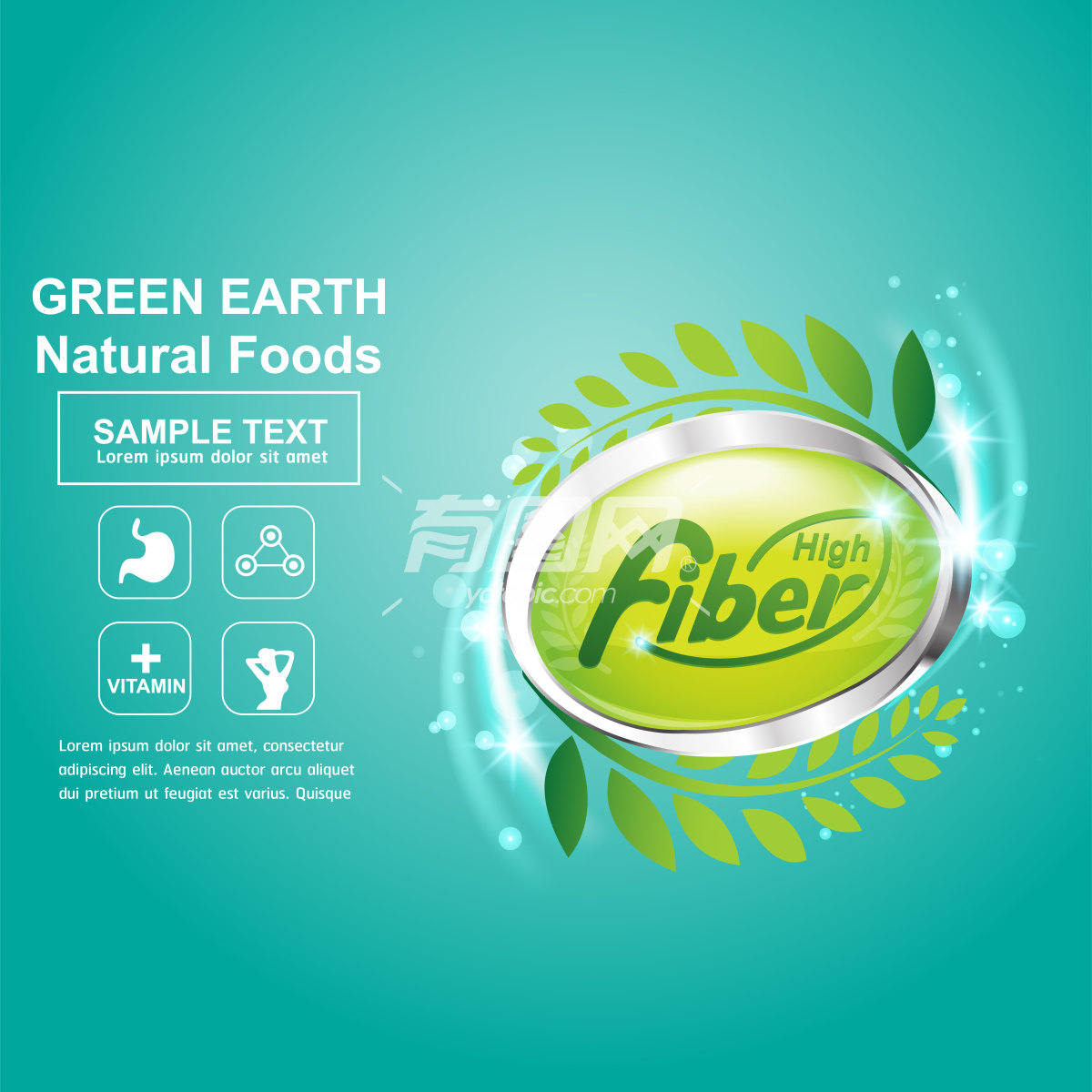 矢量绿色地球天然食品海报