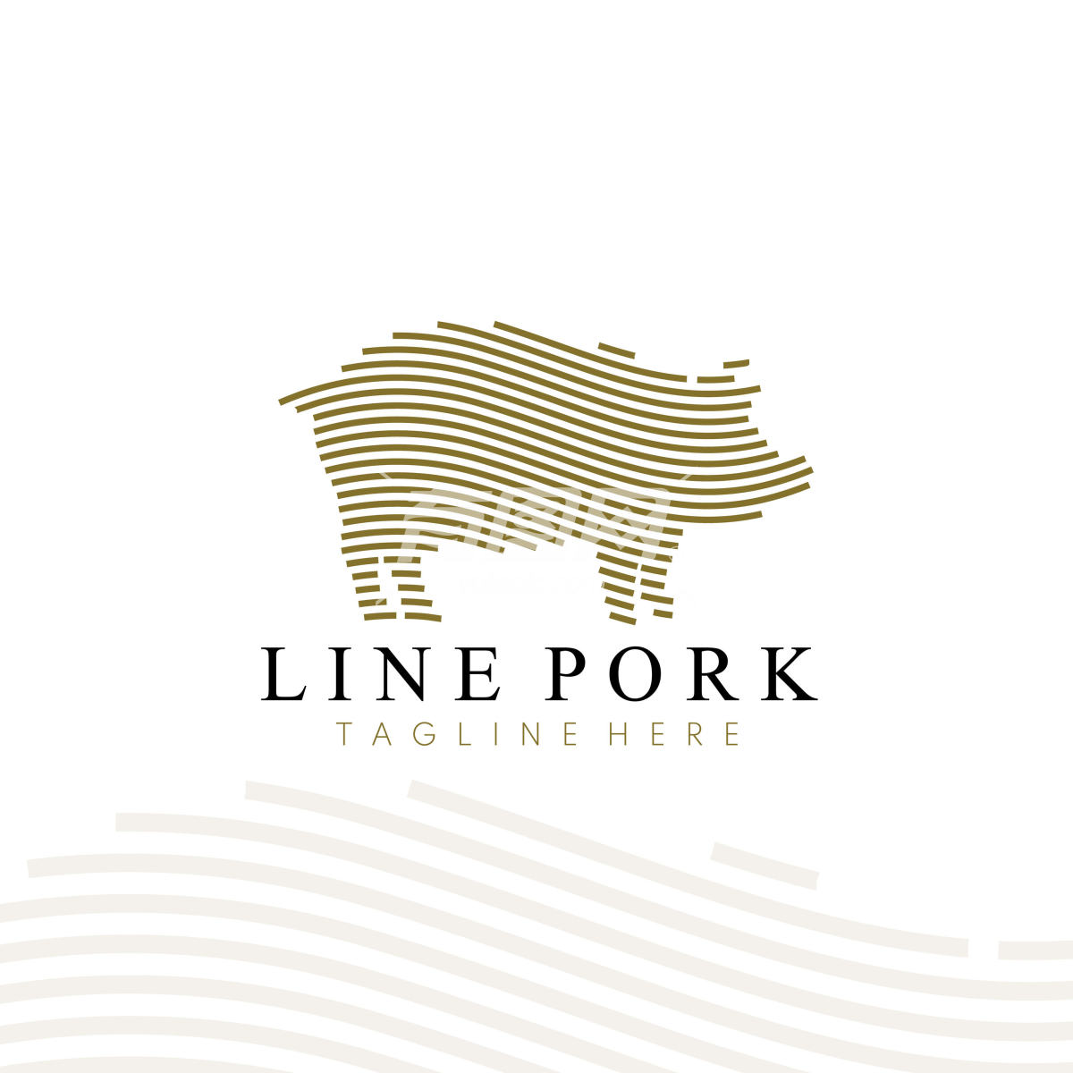 波浪线条样式猪图案logo