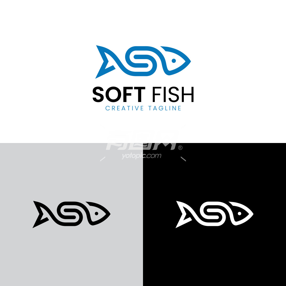 鱼元素设计logo
