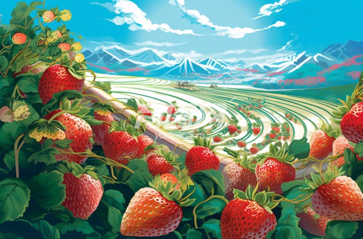 草莓 插画
