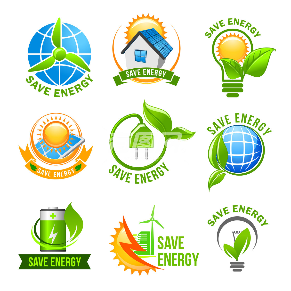 生态绿色能源图标集