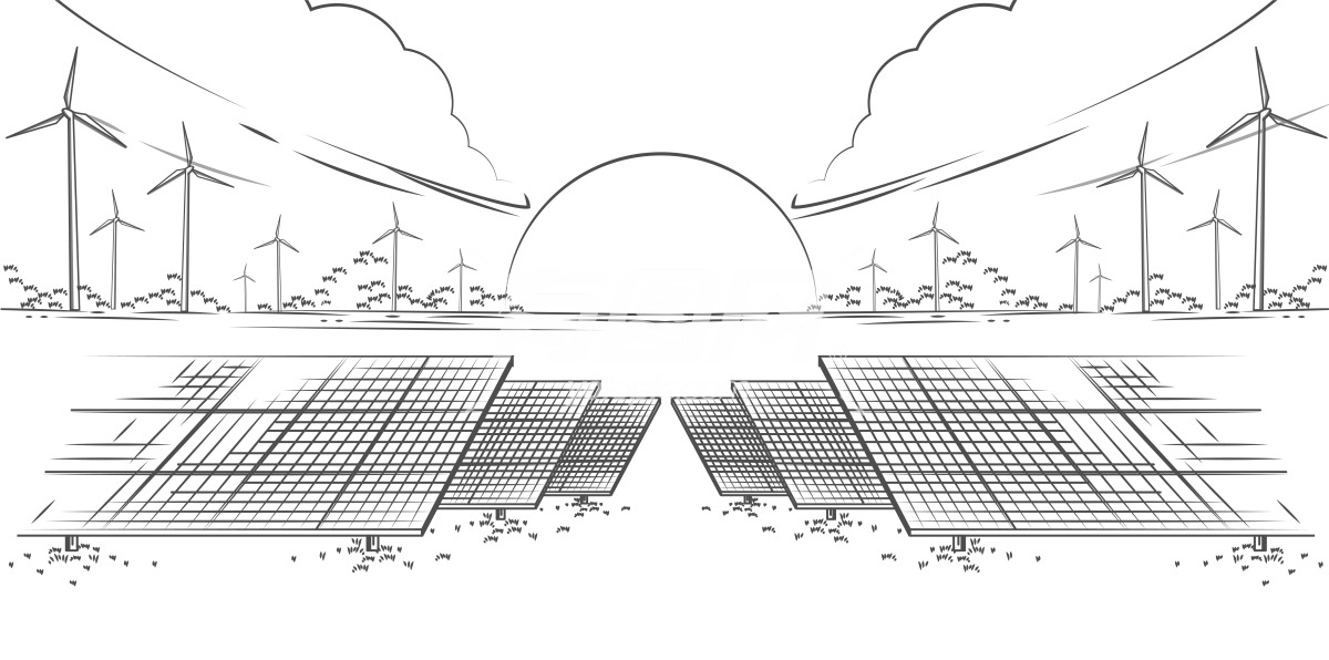 太阳能电池板线稿图
