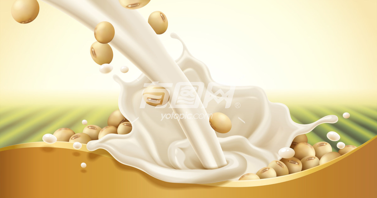 豆奶海报插画模板