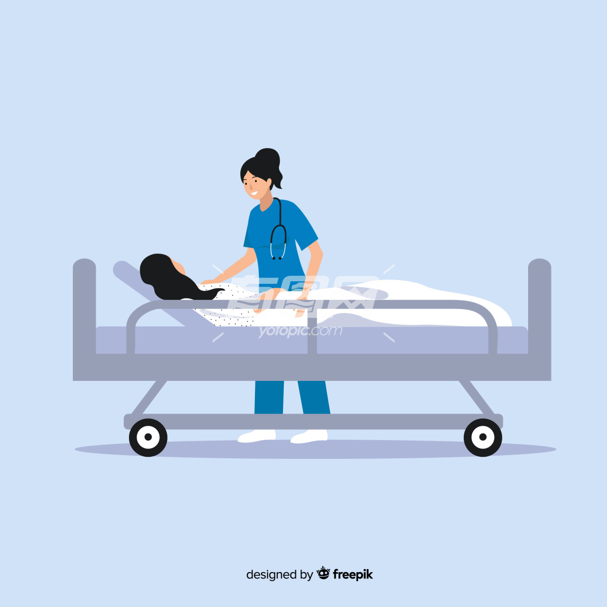 医疗健康科普 护士帮助患者插画