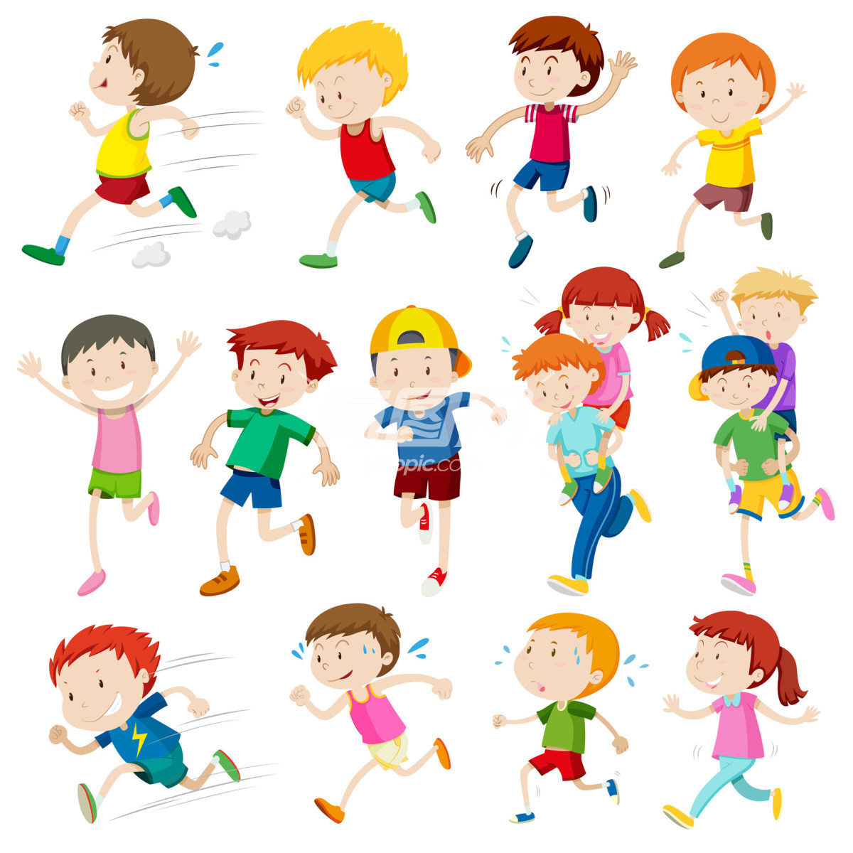 儿童跑步运动插画