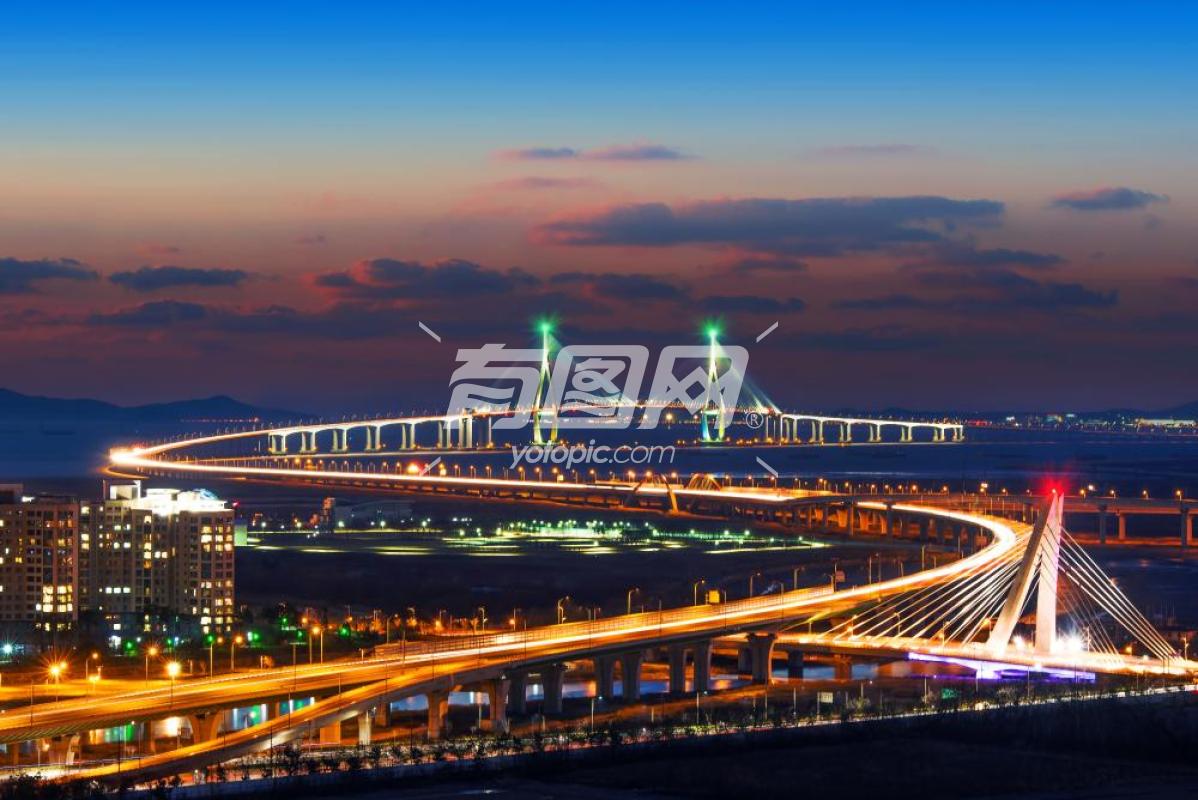 韩国仁川大桥城市景观