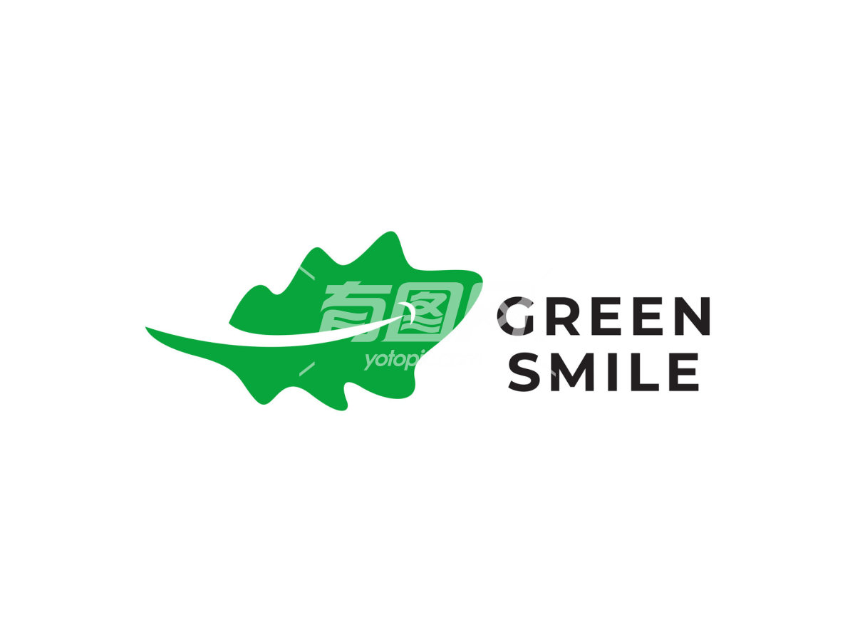 绿色微笑标志设计