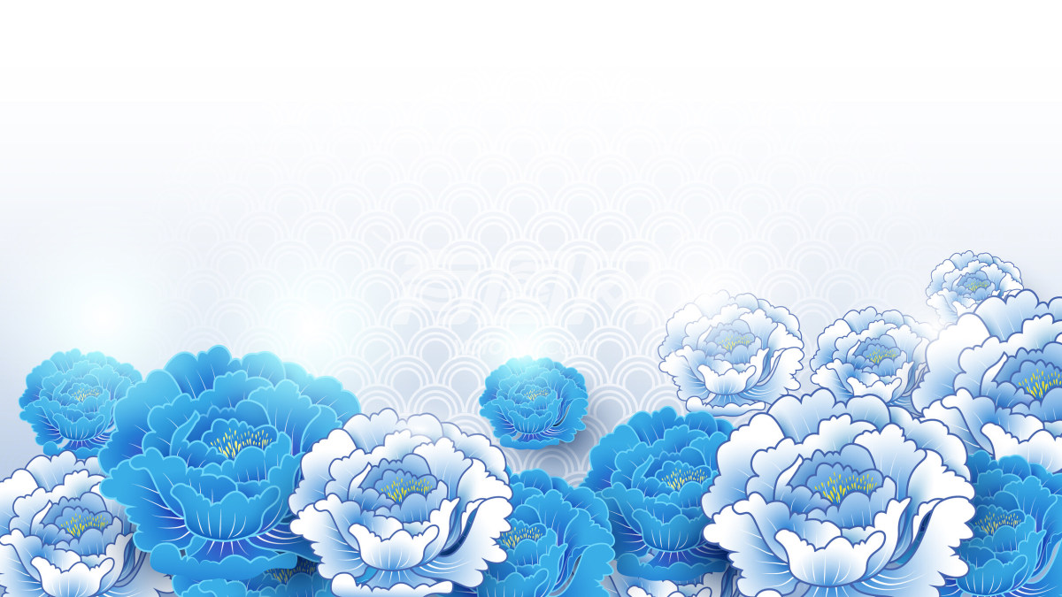 蓝白花卉背景