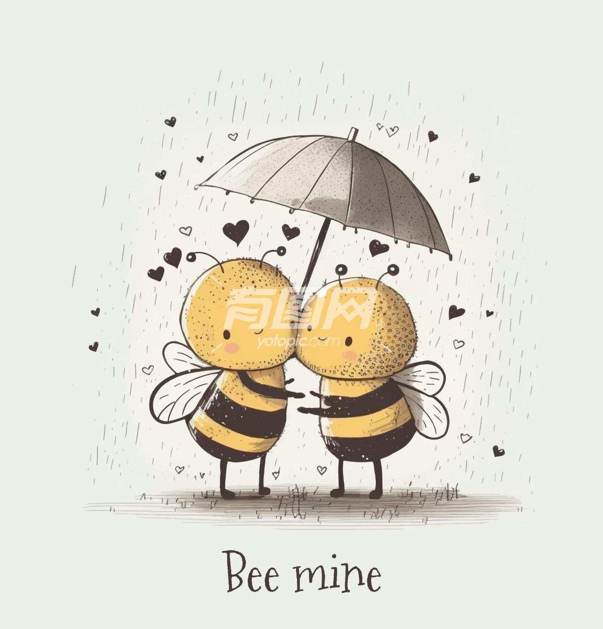 两只可爱的蜜蜂在拥抱