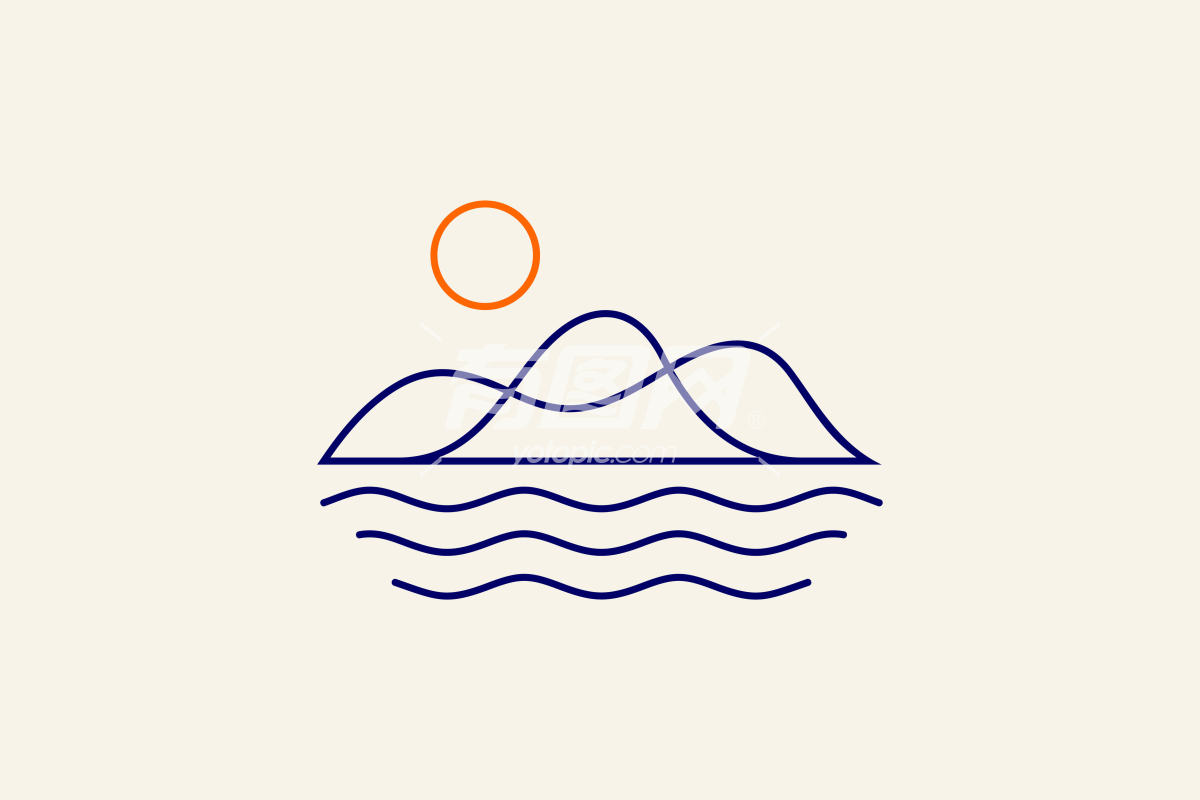 抽象线条艺术标志山脉海浪