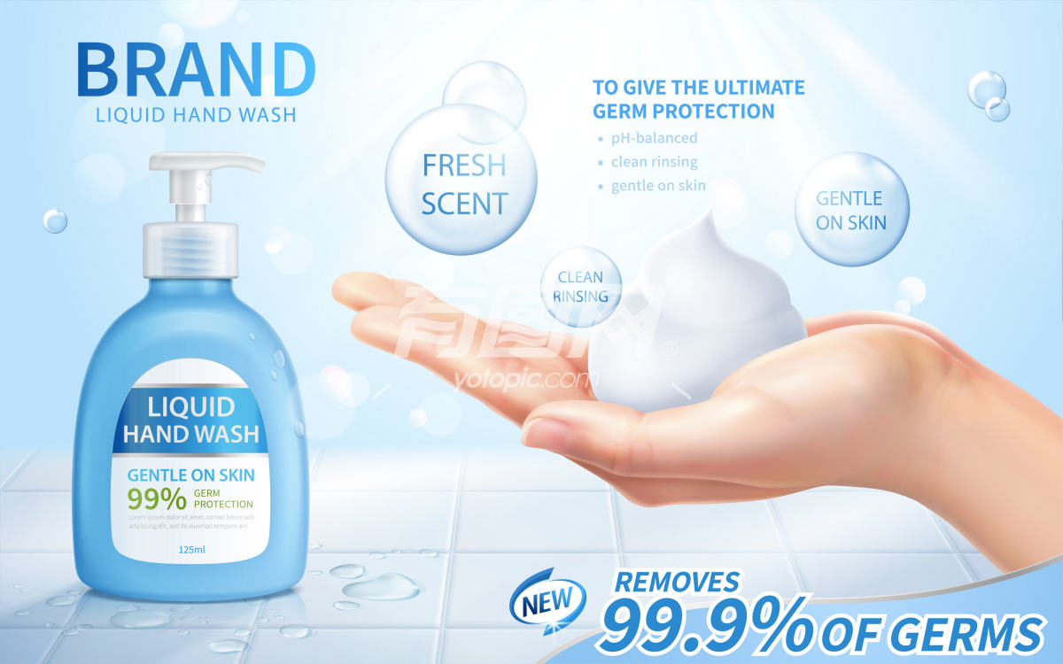 3D液体洗手液广告海报