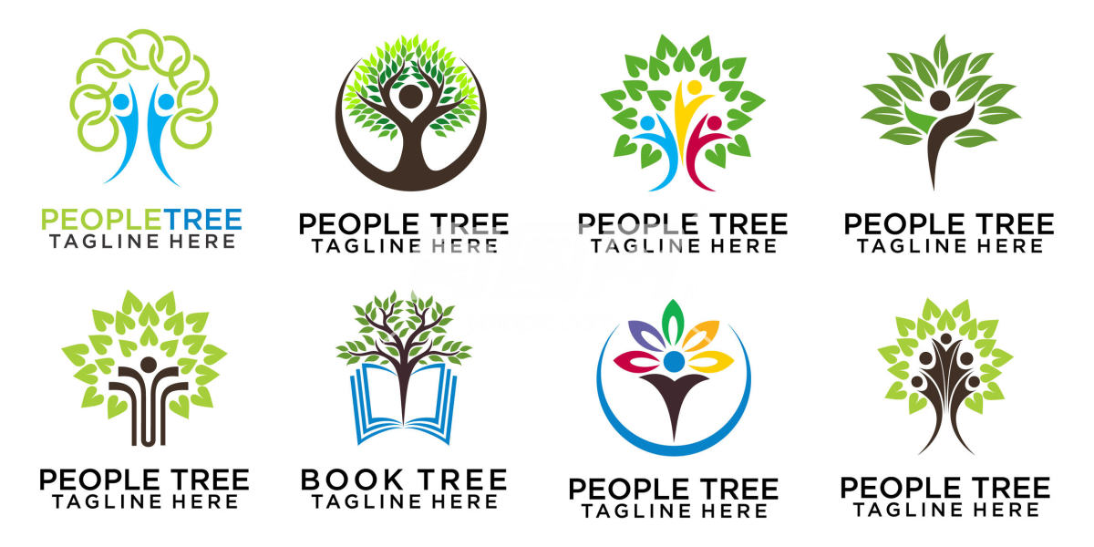 树剪影图案标签logo