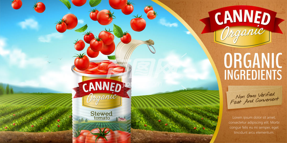 罐装番茄酱口味产品广告海报