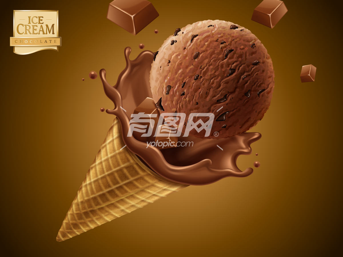 巧克力冰淇淋蛋卷广告海报