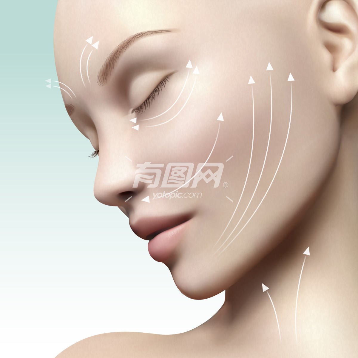 3D立体女性面部广告海报