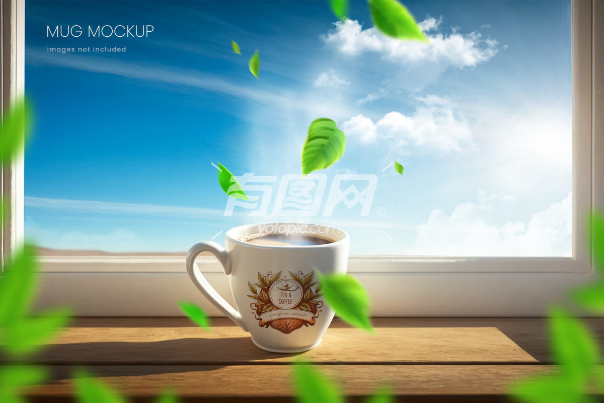 3D立体咖啡杯马克杯热茶广告海报