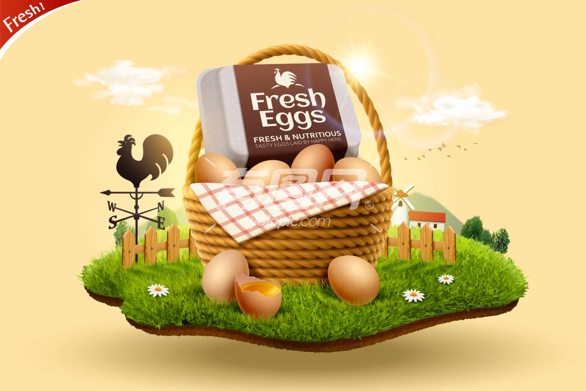 新鲜鸡蛋广告海报