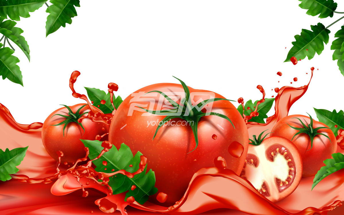 流着汁的新鲜西红柿