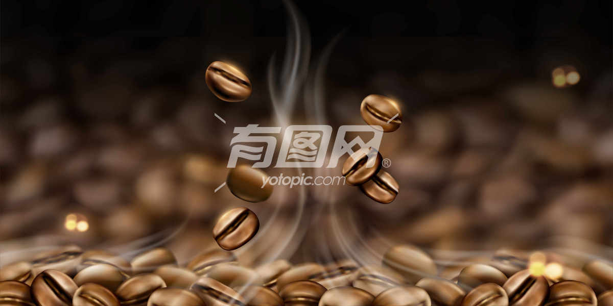 热咖啡豆背景海报