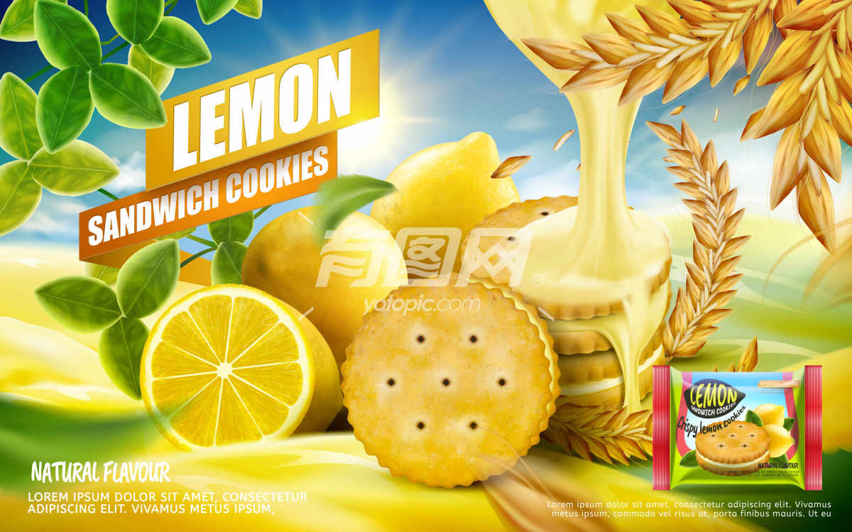 柠檬夹心饼干广告海报