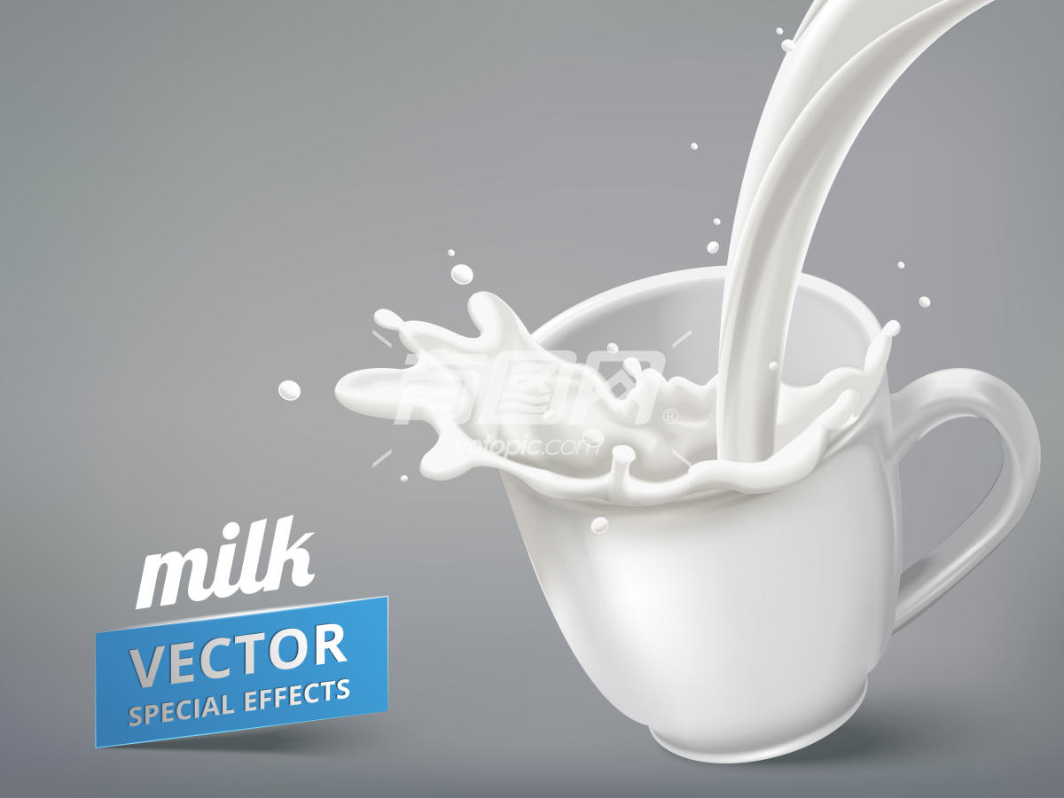 牛奶倒入倾斜杯中广告海报