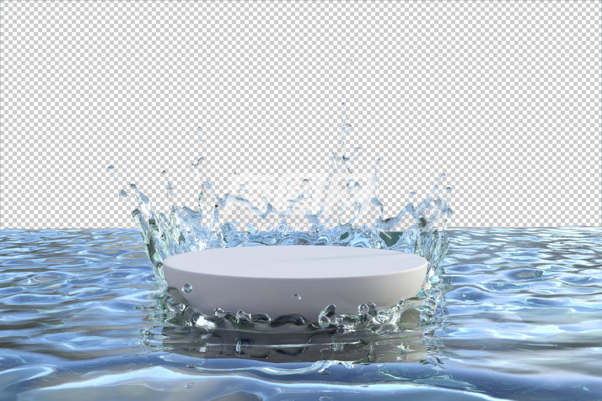 3D渲染产品丢入水中广告