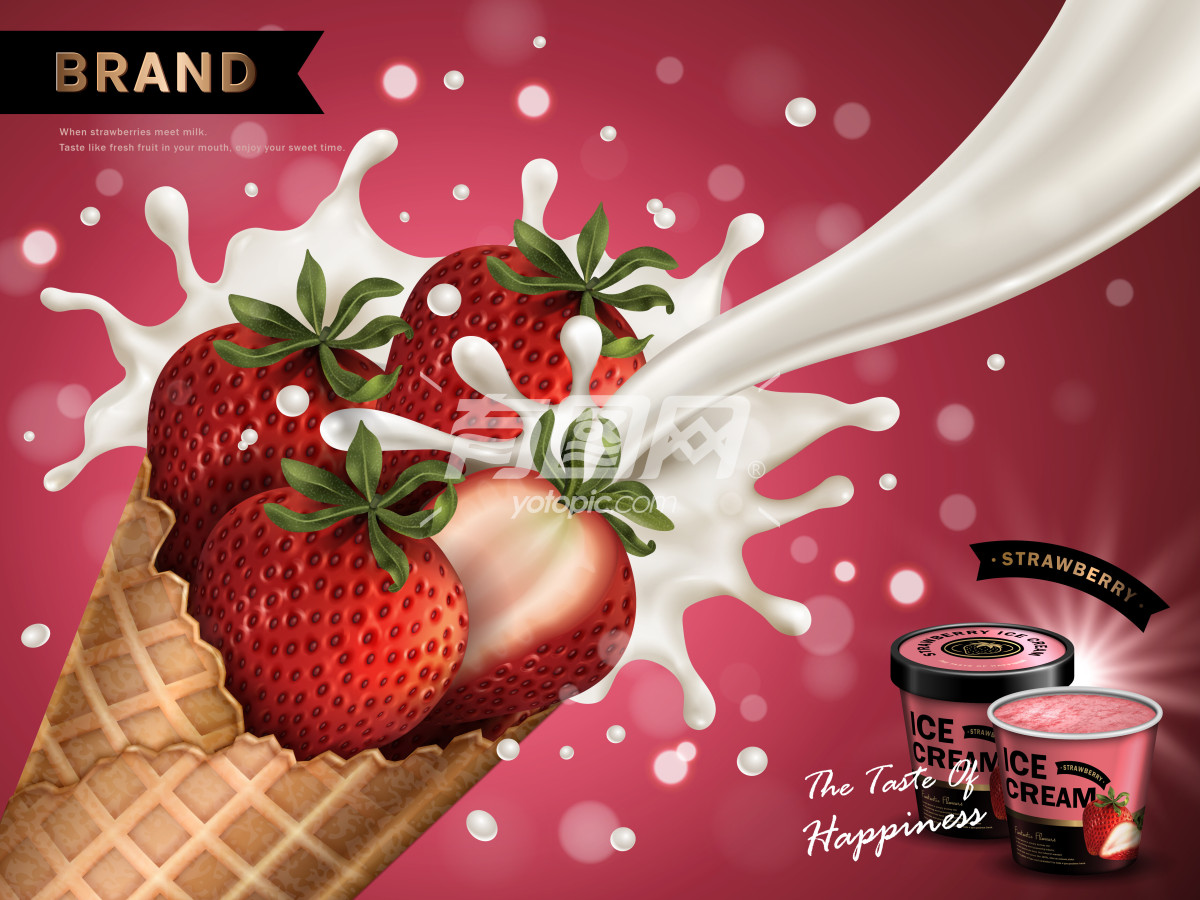 草莓冰淇凌海报