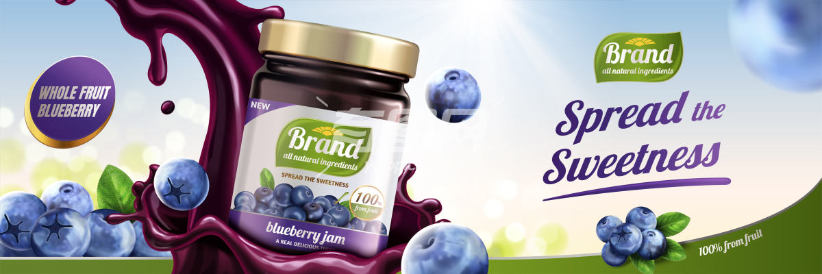 蓝莓水果酱包装广告