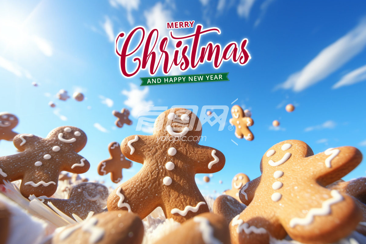 圣诞节快乐 3D圣诞饼干糕点插画