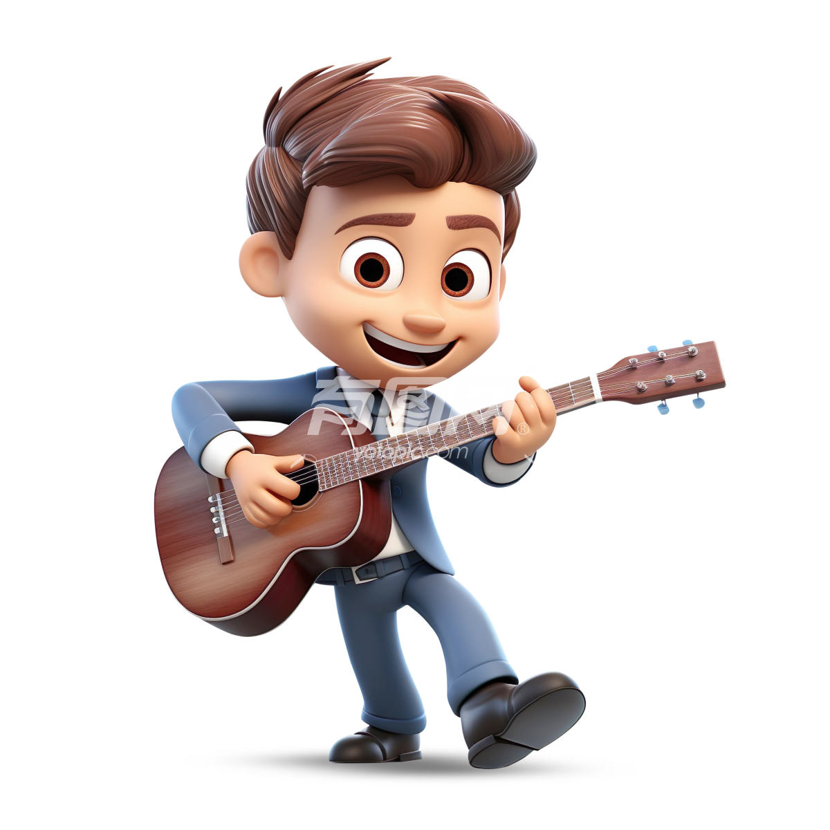 3D卡通男孩弹吉他
