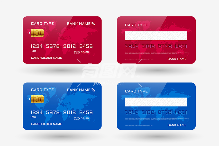 红蓝信用卡模板