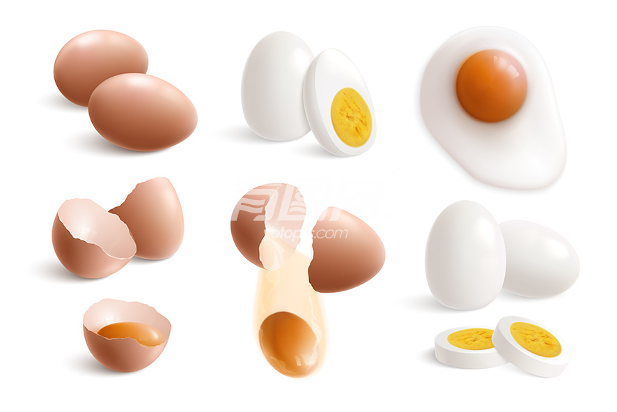 3D立体鸡蛋与煮熟的煎蛋