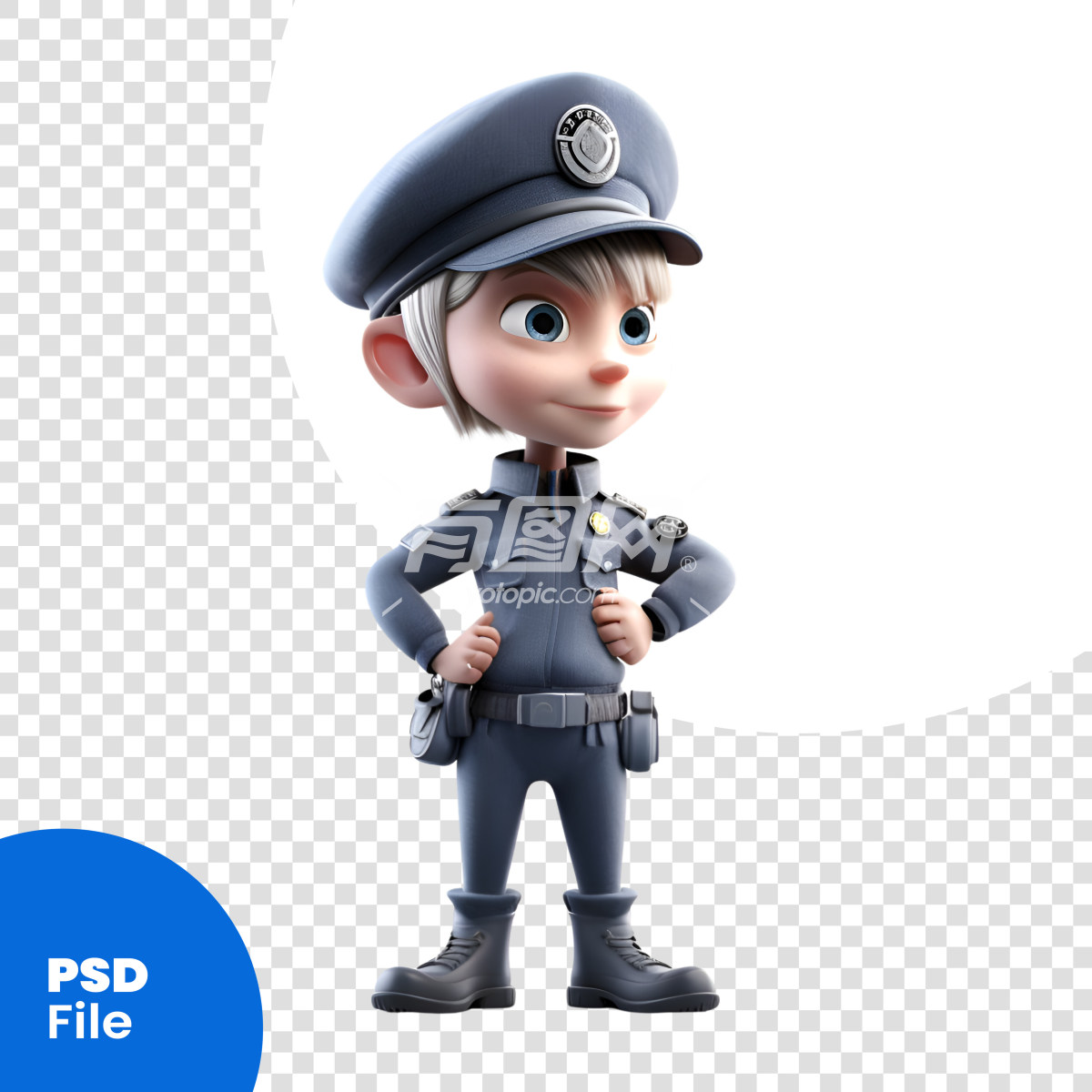 PSD 3D渲染 卡通男警察