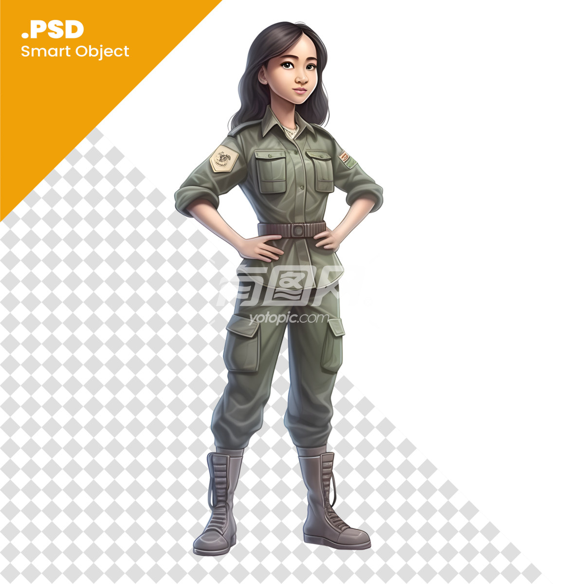 PSD 3D卡通女军官