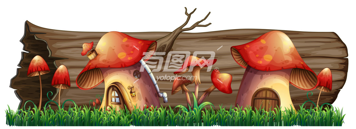 矢量蘑菇房子插画