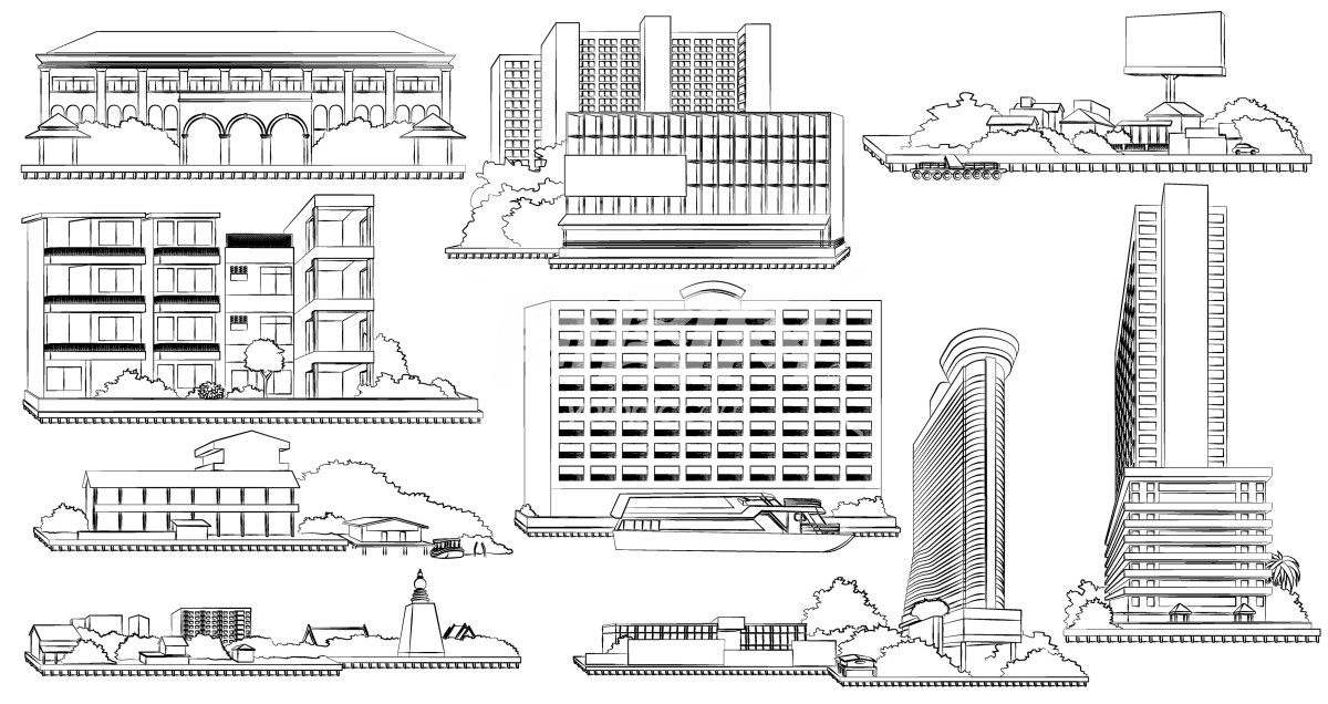 素描建筑插图
