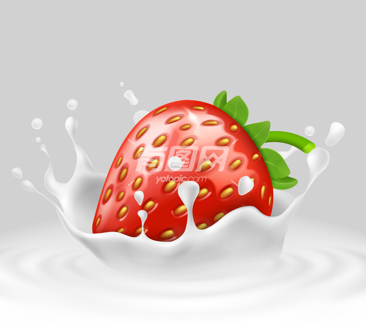 矢量草莓牛奶插画