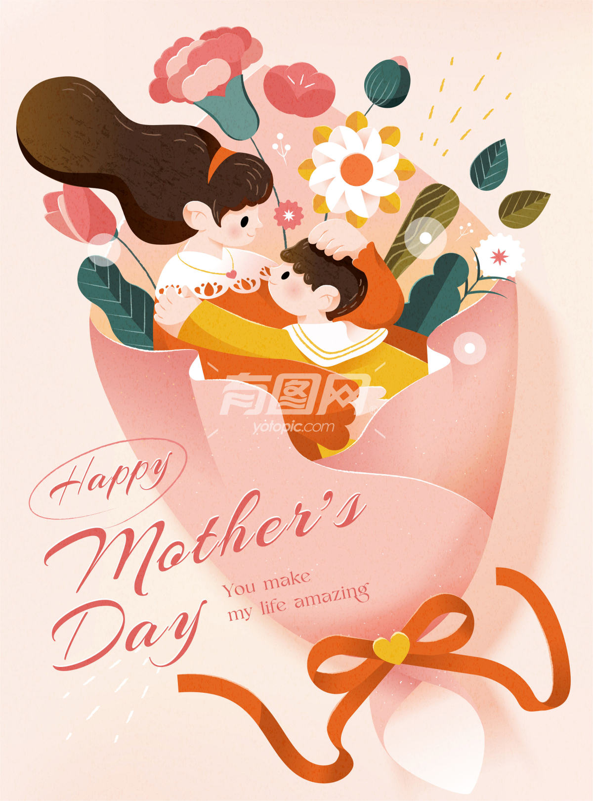 母亲节花束插画