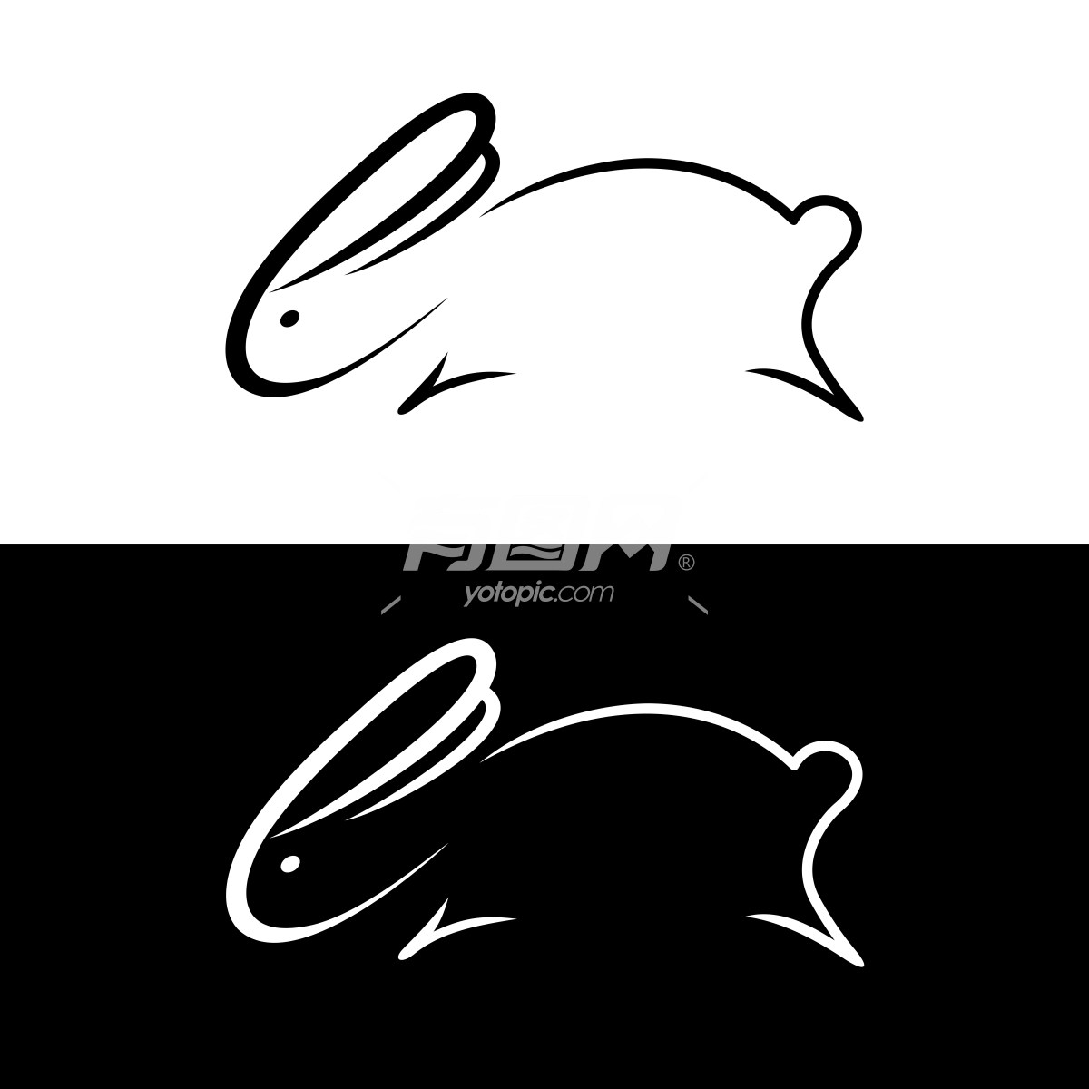 抽象画线条兔子形象