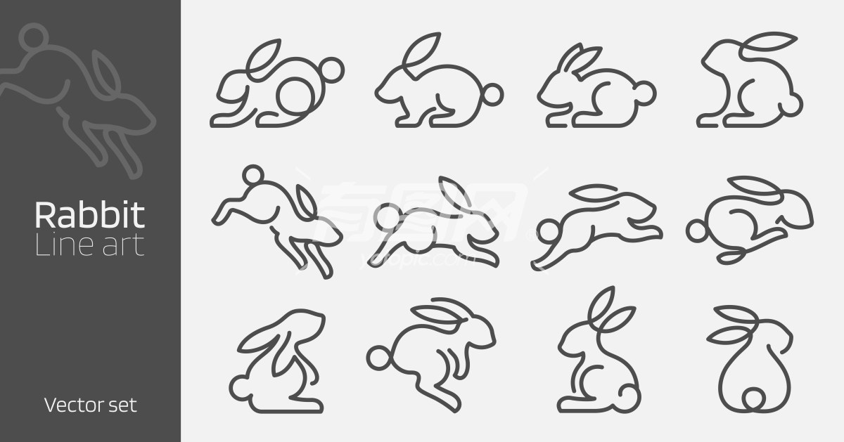线条艺术兔子