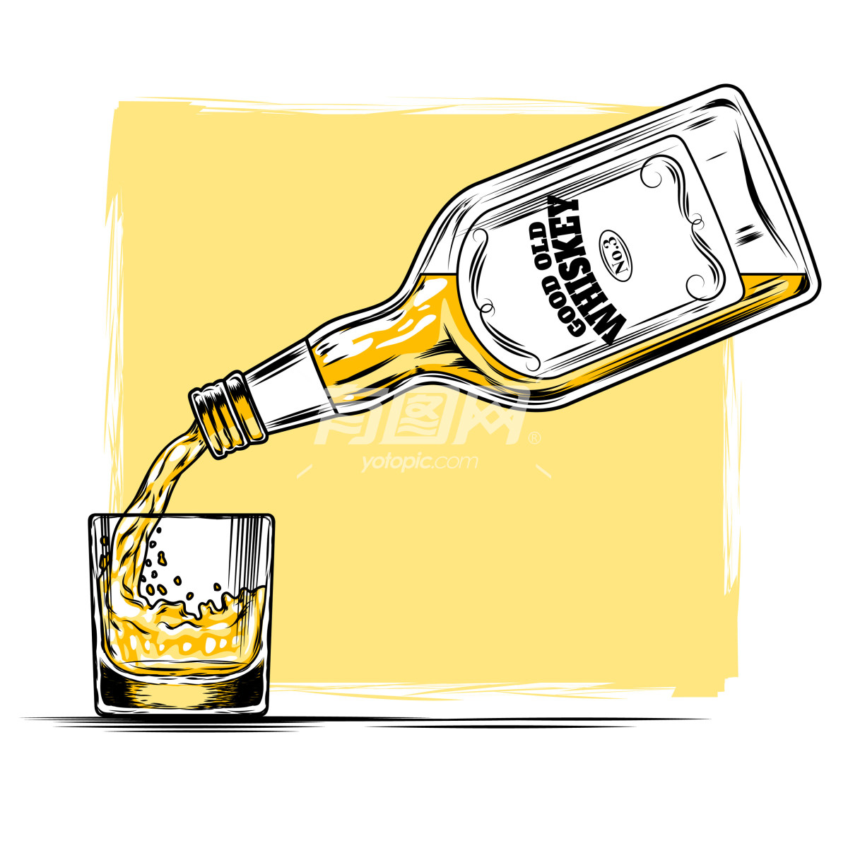 威士忌倒酒插画